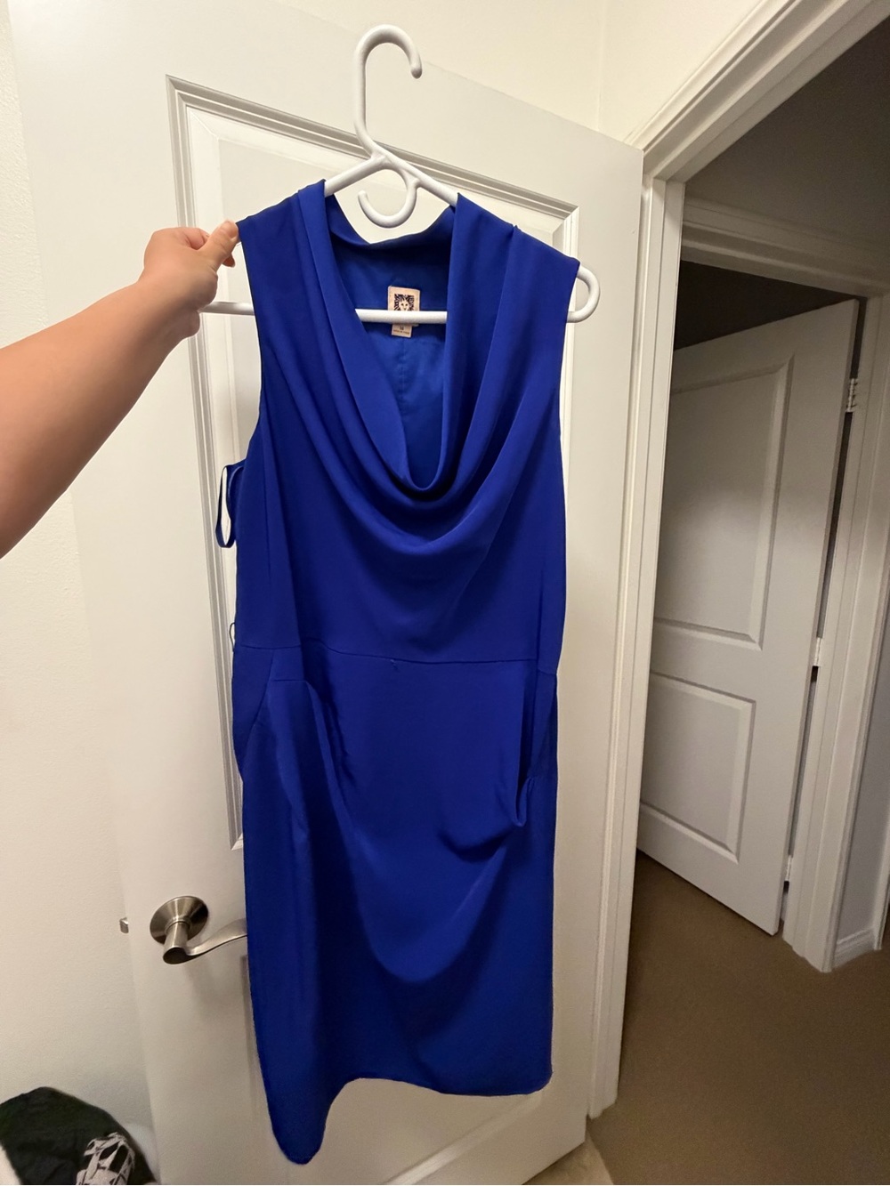 Cowl Neck Sleeveless Dress in Royal Blue